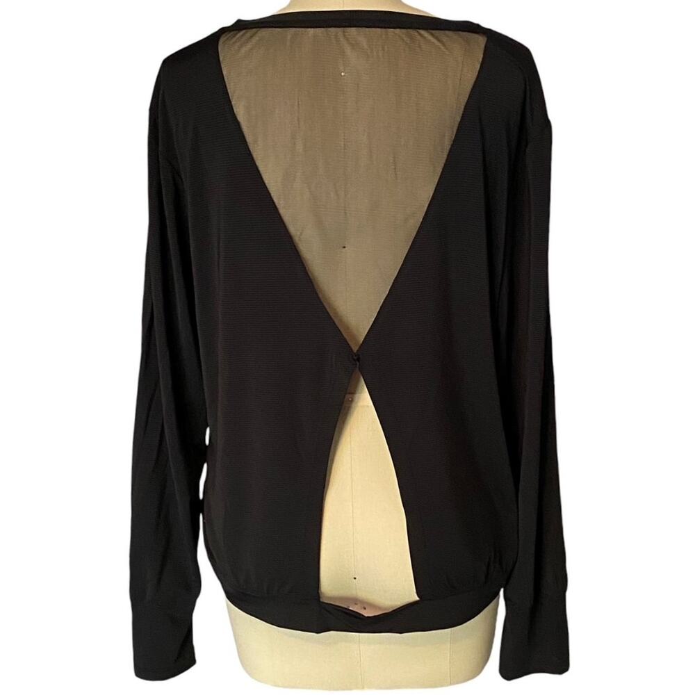 ZYIA Black Mesh & Open Back Yoga Pullover L/Sleeve Activewear Top ~ Plus Size 3X